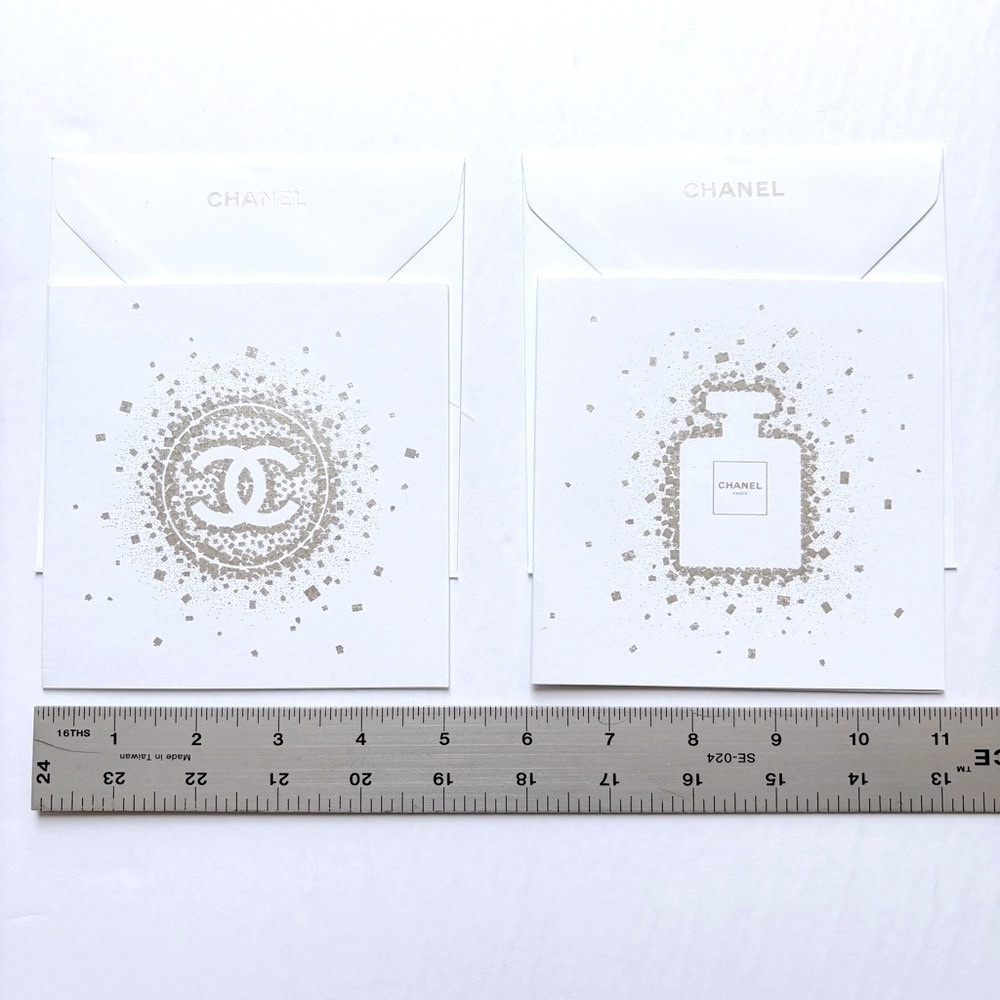 CHANEL Silver Foil Card Set of 2